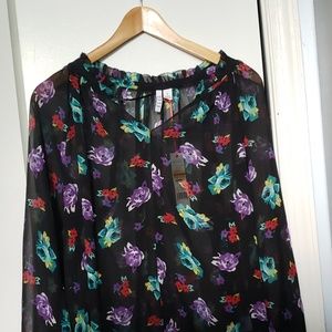 Elle sheer floral blouse